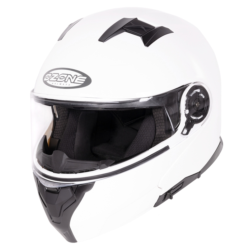 Casque moto Ozone Flip Up Storm White Gloss soldes