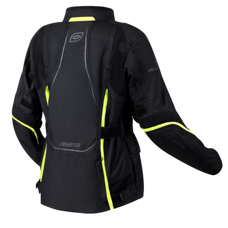 Veste de moto Ozone Sahara Black-Fluo Yellow pour femme soldes