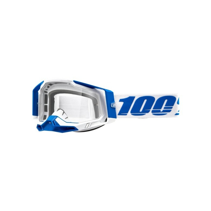 Lunettes de moto-cross 100% RACECRAFT 2 Isola bleu et blanc (plexi transparent)