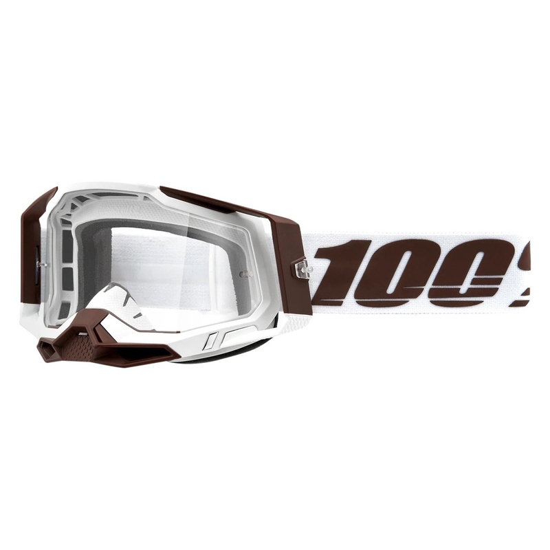 Lunettes de motocross 100% RACECRAFT 2 Snowbird marron et blanc (plexi transparent)