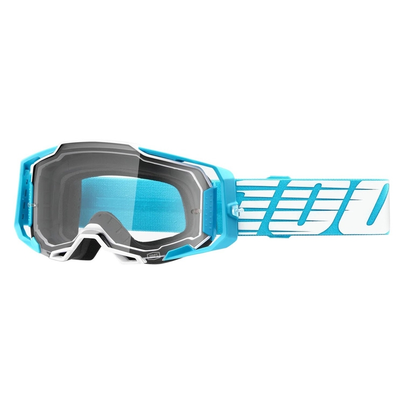 Lunettes de moto-cross 100% ARMEGA Oversized Sky turquoise (plexi transparent)