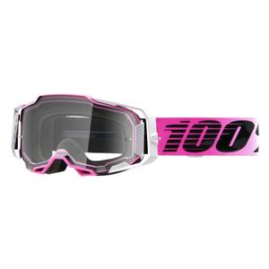 Lunettes de motocross 100% ARMEGA Harmony noir-blanc-rose (plexi transparent)