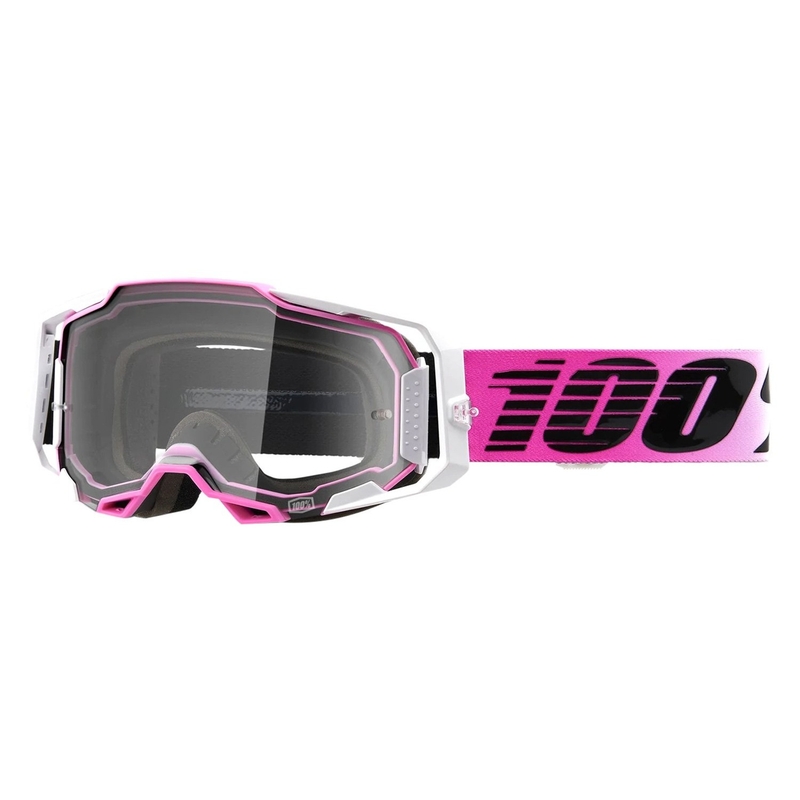 Lunettes de motocross 100% ARMEGA Harmony noir-blanc-rose (plexi transparent)