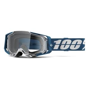 Lunettes de motocross 100% ARMEGA Albar bleu et blanc (plexi transparent)