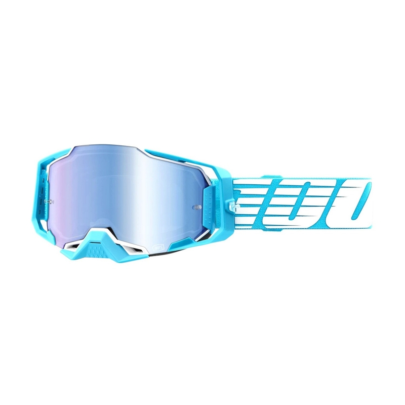 Lunettes de moto-cross 100% ARMEGA Oversized Sky turquoise (plexi bleu)