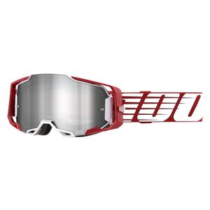Lunettes de moto-cross 100% ARMEGA Oversized Deep white-red (silver plexi)