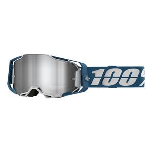 Lunettes de moto-cross 100% ARMEGA Albar gris-bleu (plexi argenté)