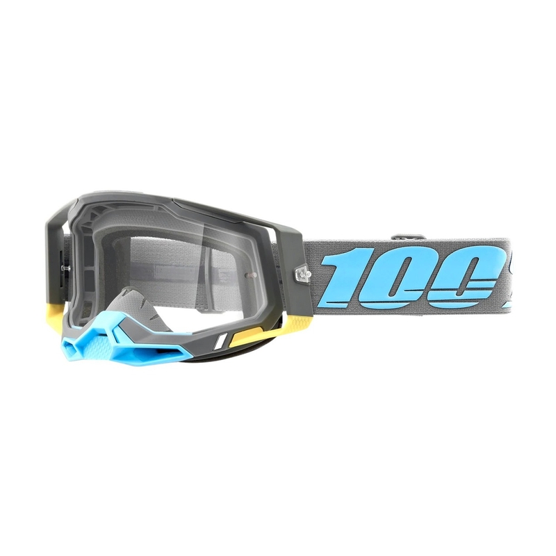Lunettes de motocross 100% RACECRAFT 2 Trinidad gris turquoise (plexi transparent)