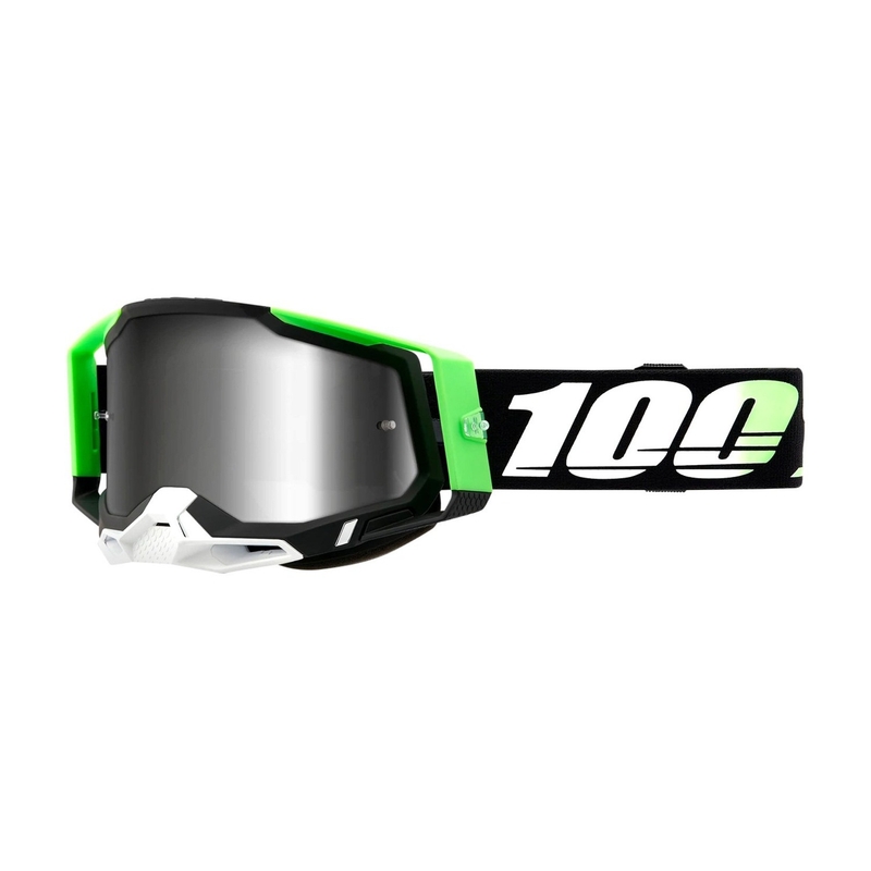 Lunettes de motocross 100% RACECRAFT 2 Vert Calcutta-blanc-noir (plexi argenté)