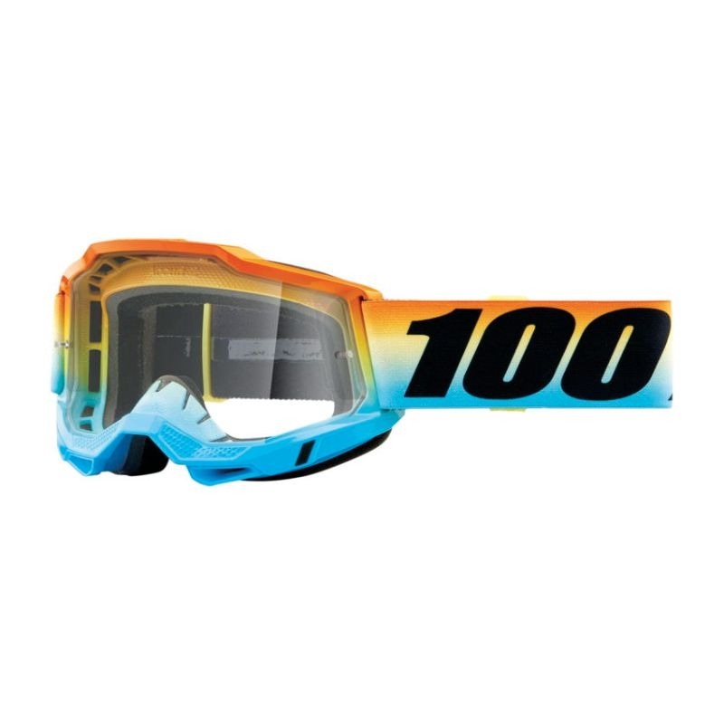 Lunettes de moto-cross 100% ACCURI 2 Sunset bleu-jaune-orange (plexi transparent)
