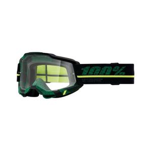 Lunettes de moto-cross 100% ACCURI 2 Overlord vert-jaune-noir (plexi transparent)