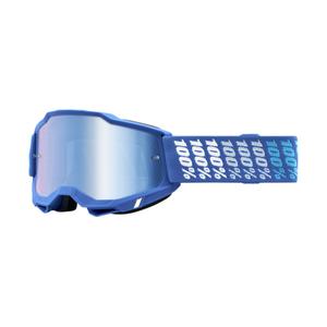 Lunettes de moto-cross 100% ACCURI 2 Yarger blanc et bleu (plexi bleu)