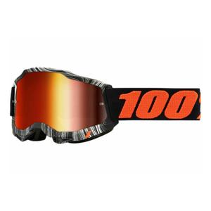 Lunettes de moto-cross 100% ACCURI 2 Geospace orange-noir (plexi rouge)