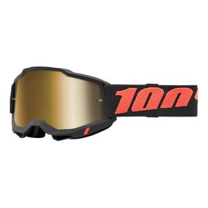 Lunettes de moto-cross 100% ACCURI 2 Borego rouge-noir (plexi or)