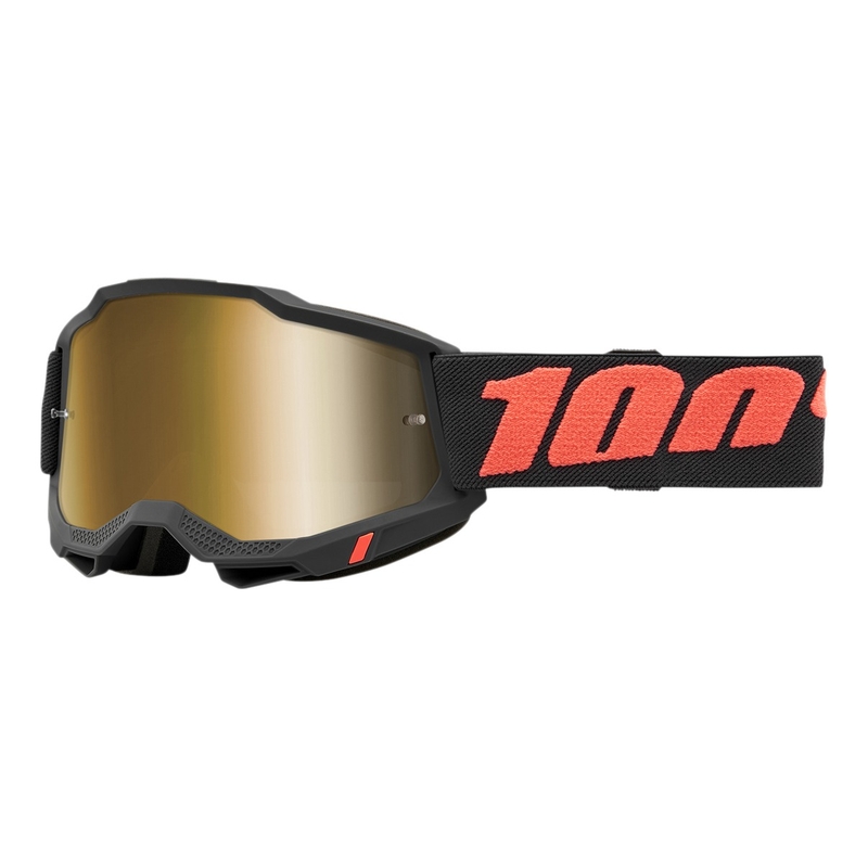 Lunettes de moto-cross 100% ACCURI 2 Borego rouge-noir (plexi or)
