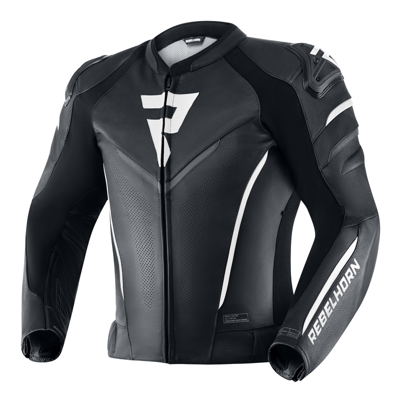 Veste de moto noir et blanc Rebelhorn Fighter soldes