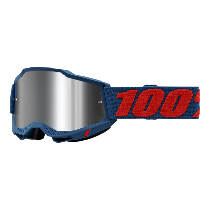 Lunettes de moto-cross 100% ACCURI 2 Odeon rouge-bleu (plexi argenté)