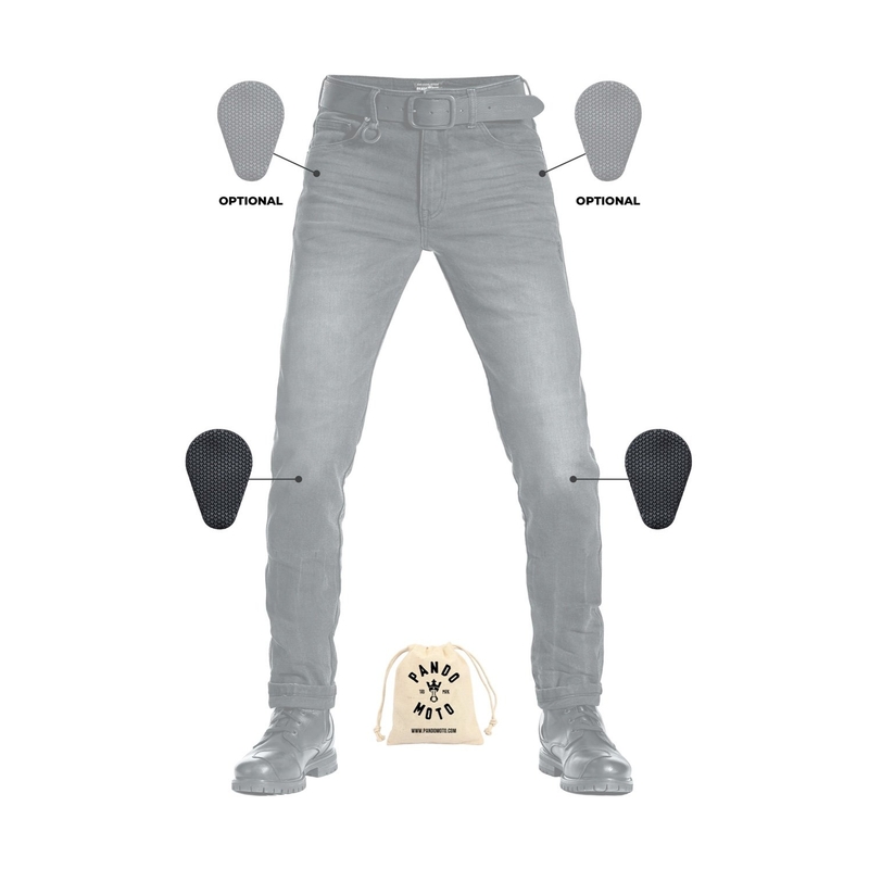Jeans moto PANDO MOTO Robby Slim noir soldes