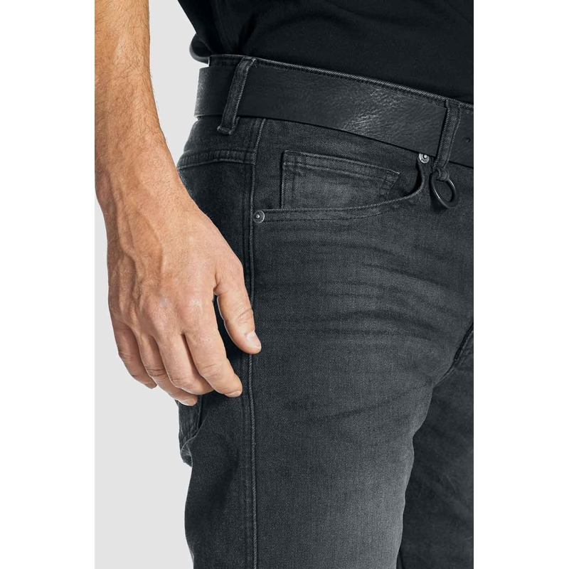 Jeans moto PANDO MOTO Robby Slim noir soldes