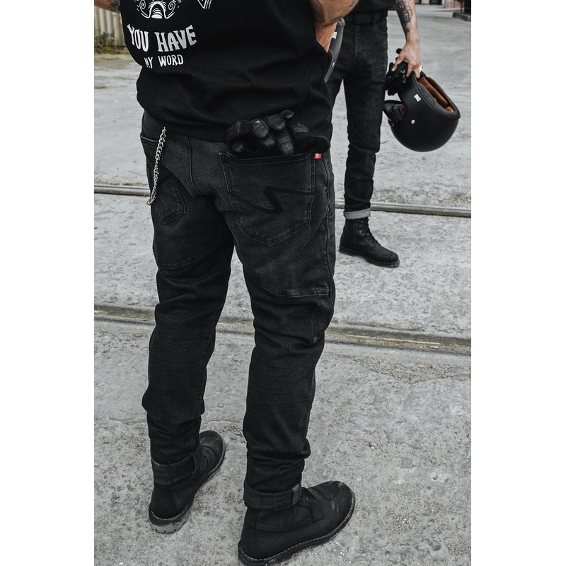Jeans moto PANDO MOTO Boss Dyn noir soldes