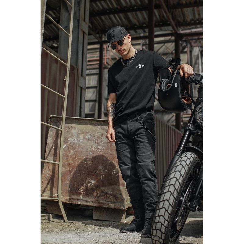Jeans moto PANDO MOTO Boss Dyn noir soldes