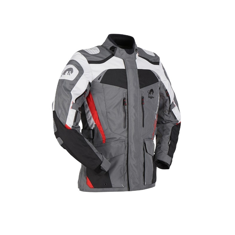 Veste moto Furygan Apalaches gris-blanc-noir-rouge soldes