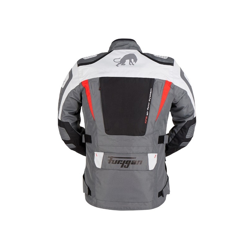 Veste moto Furygan Apalaches gris-blanc-noir-rouge soldes