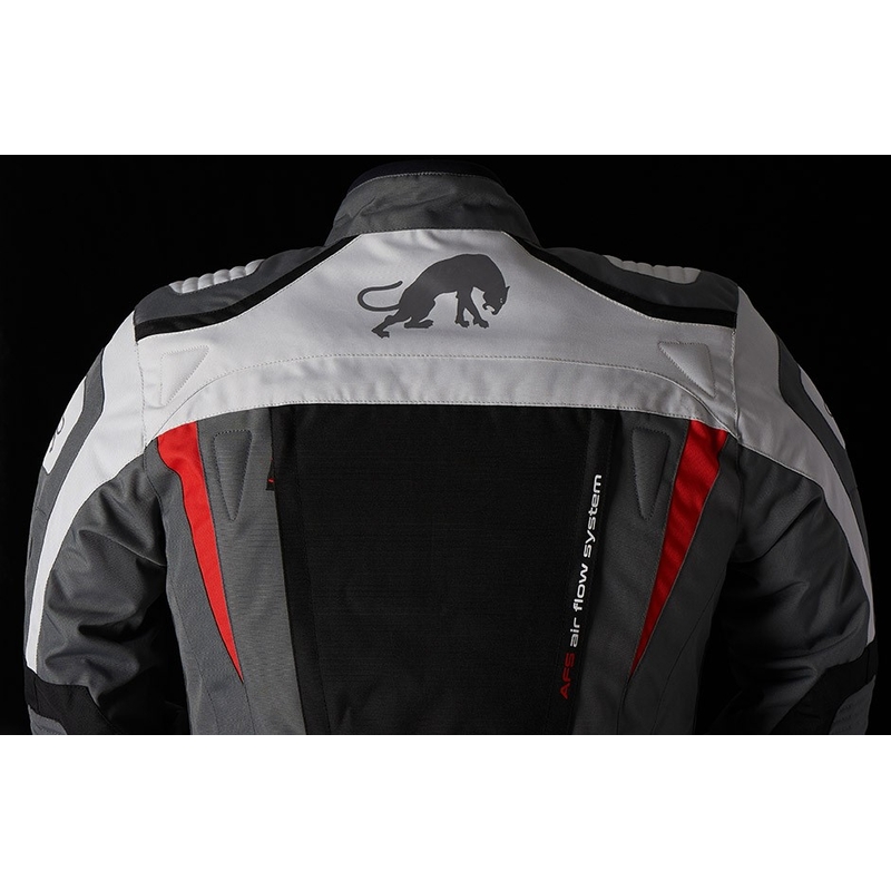 Veste moto Furygan Apalaches gris-blanc-noir-rouge soldes