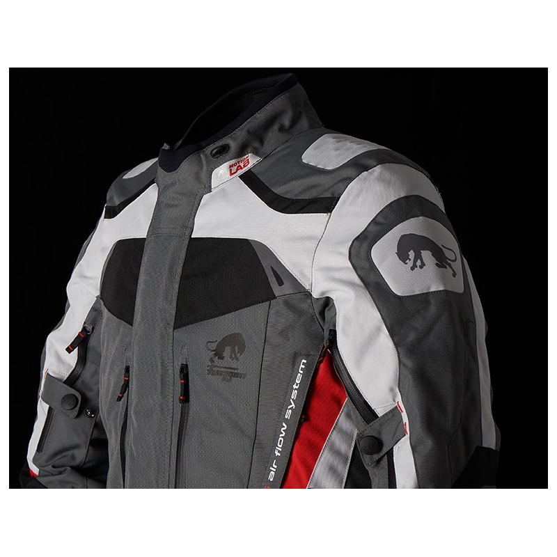Veste moto Furygan Apalaches gris-blanc-noir-rouge soldes