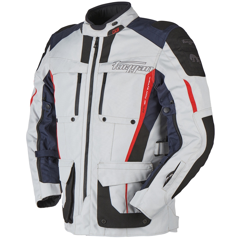 Veste moto Furygan Brevent 3 en 1 gris-noir-rouge-bleu soldes