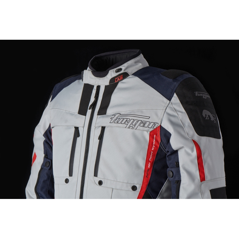 Veste moto Furygan Brevent 3 en 1 gris-noir-rouge-bleu soldes