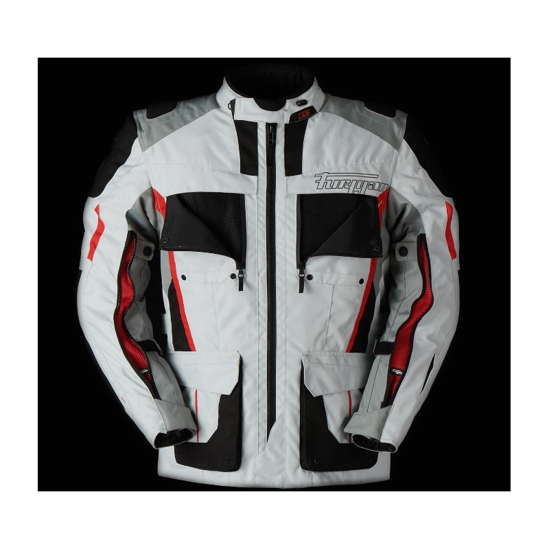 Veste moto Furygan Brevent 3-in-1 blanc-gris-rouge-noir soldes