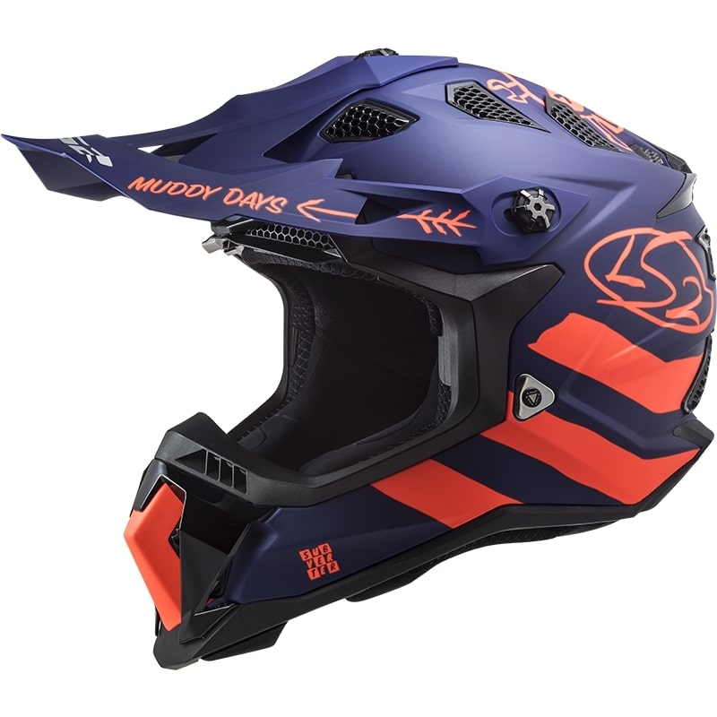 Casque motocross LS2 MX700 Subverter Cargo bleu-fluo orange matt