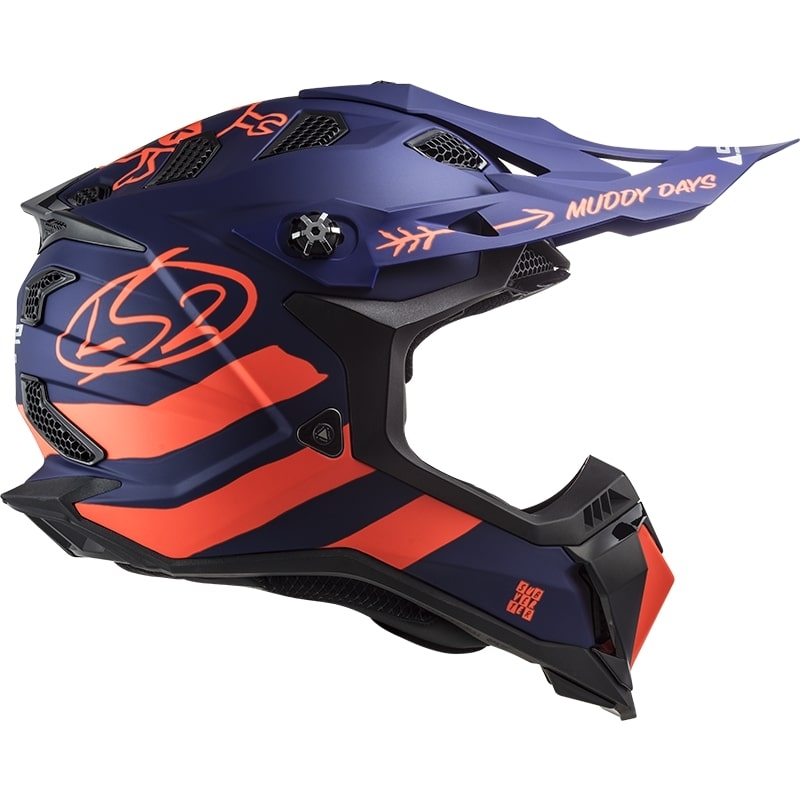 Casque motocross LS2 MX700 Subverter Cargo bleu-fluo orange matt