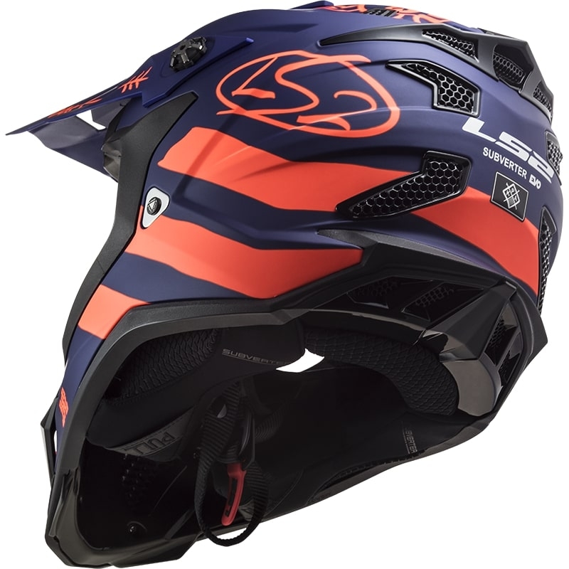 Casque motocross LS2 MX700 Subverter Cargo bleu-fluo orange matt