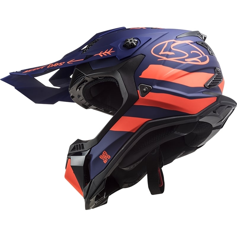 Casque motocross LS2 MX700 Subverter Cargo bleu-fluo orange matt