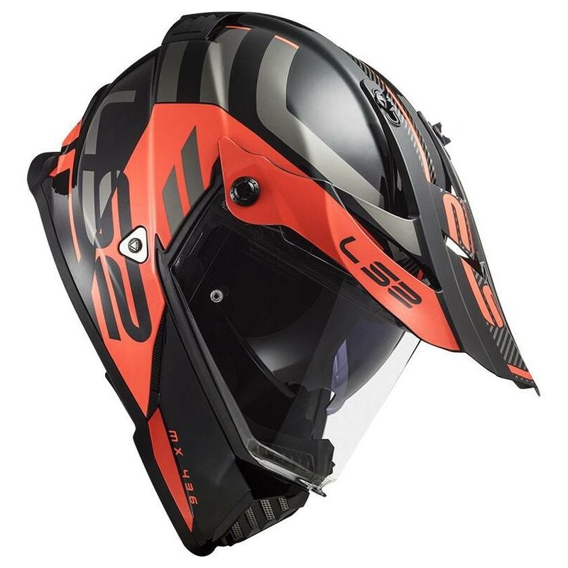 Casque Enduro LS2 MX436 Pioneer Evo Adventurer noir-orange mat