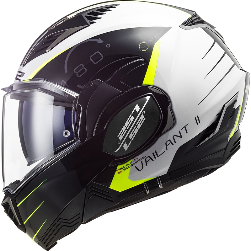 Casque moto pliable LS2 FF900 Valiant II Codex noir-jaune fluo-blanc