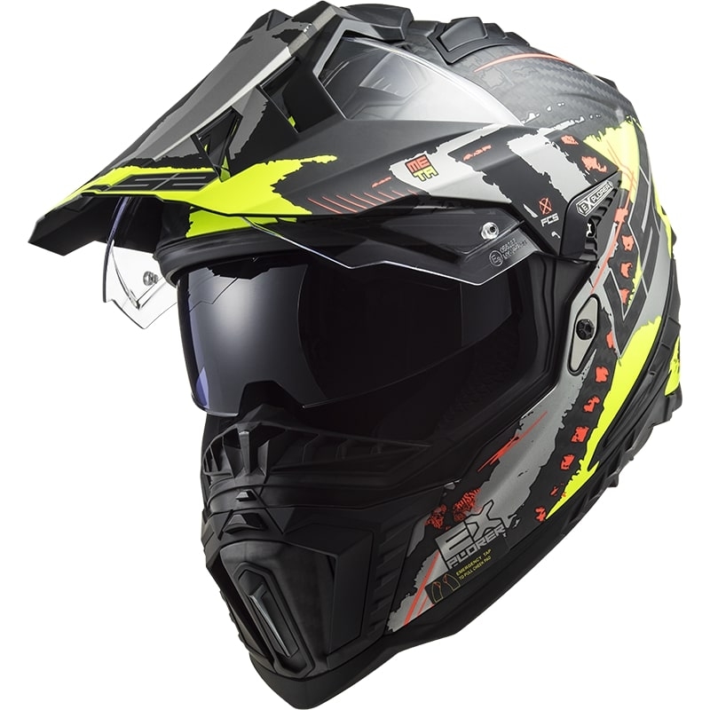 Casque Enduro LS2 MX701 Explorer C Extend noir-gris-jaune fluo