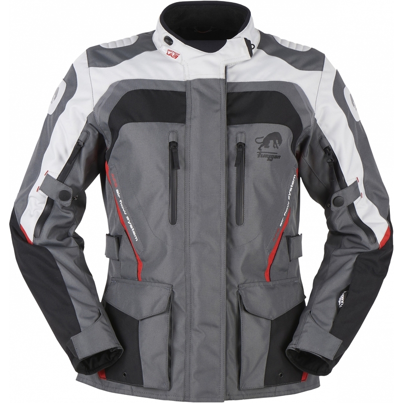 Veste de moto Furygan Apalaches rouge, blanc, noir et gris pour femme