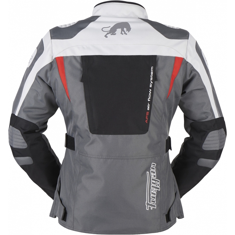 Veste de moto Furygan Apalaches rouge, blanc, noir et gris pour femme