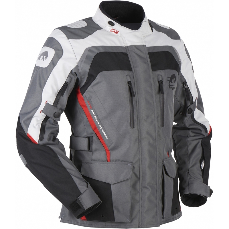 Veste de moto Furygan Apalaches rouge, blanc, noir et gris pour femme