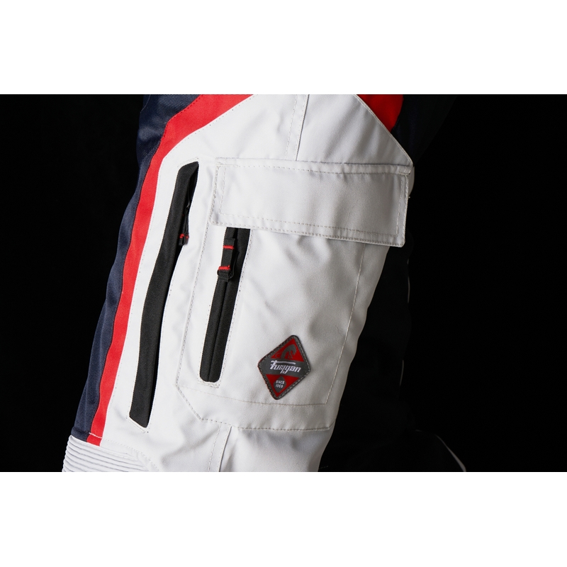 Pantalon de moto Furygan Apalaches noir-rouge-blanc-bleu soldes