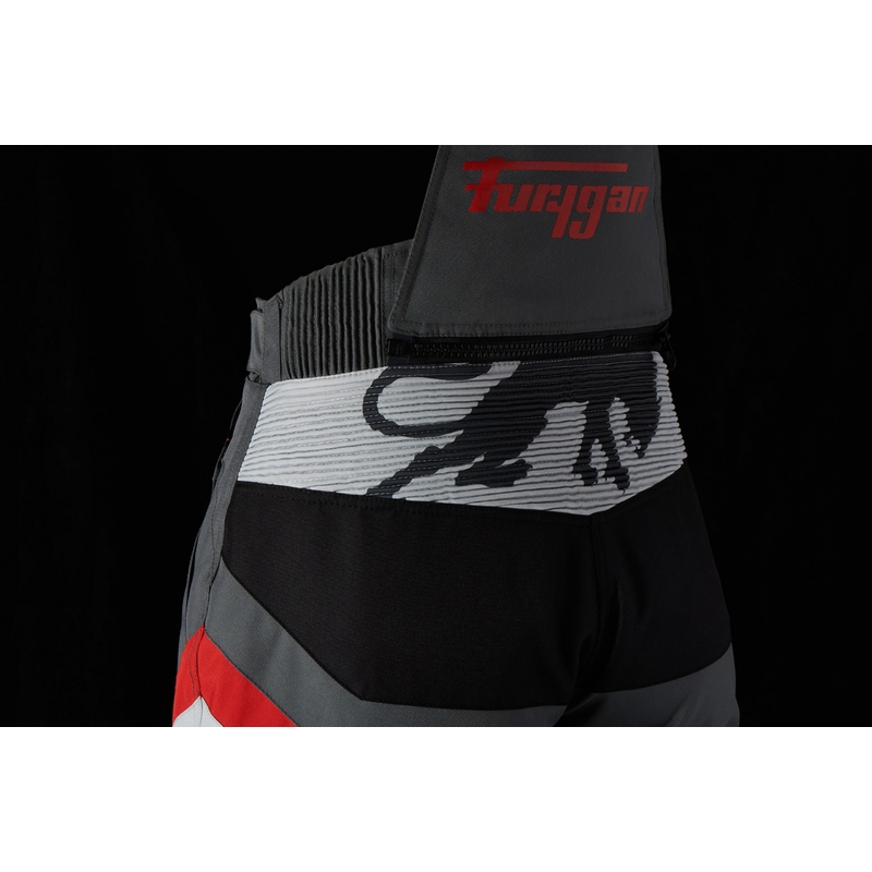 Pantalon de moto Furygan Apalaches noir-rouge-blanc-gris pour femme soldes
