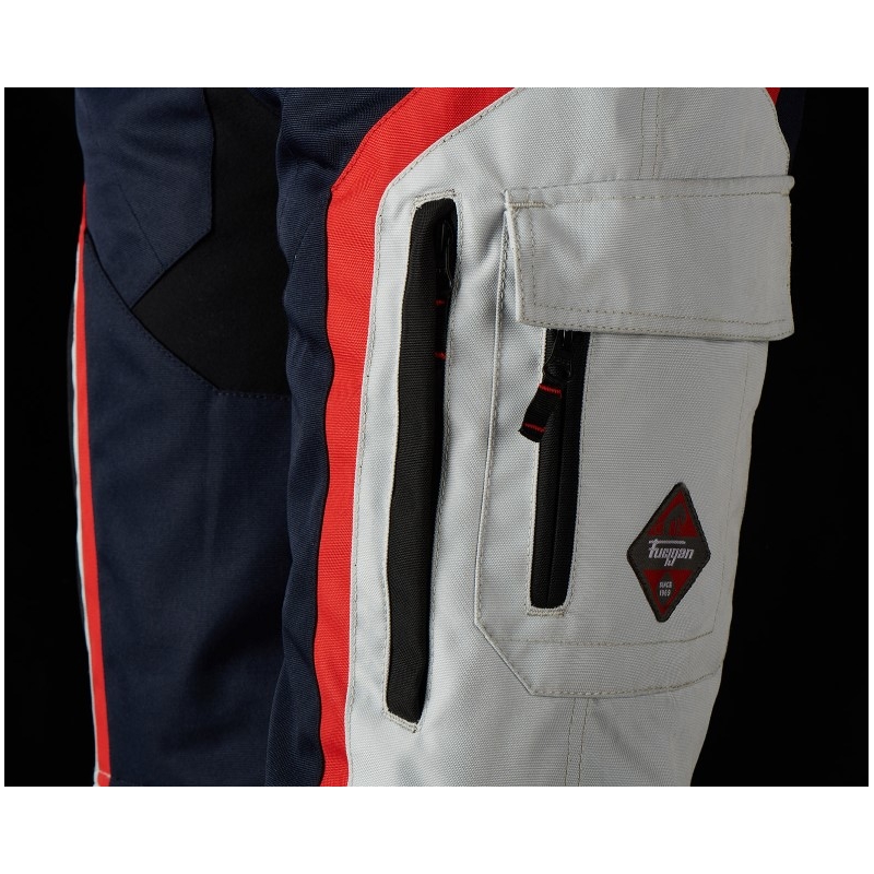 Pantalon de moto Furygan Apalaches noir-rouge-blanc-bleu pour femme soldes