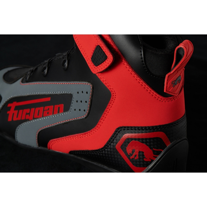 Bottes de moto Furygan V4 Easy D3O noir-rouge