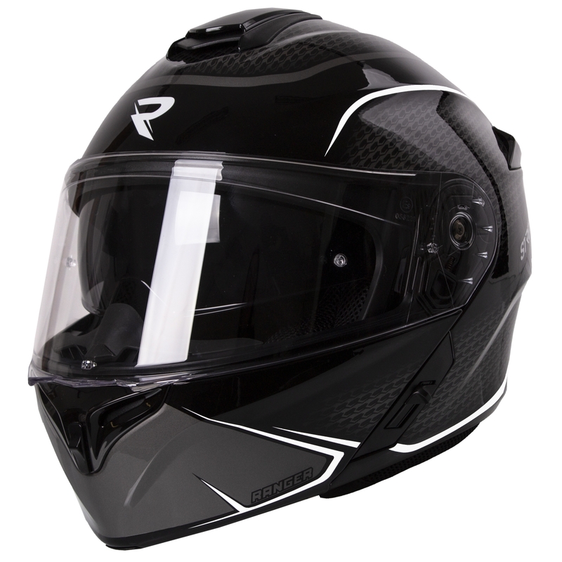 Casque de moto à visière ouverte Street Racer Ranger noir et blanc