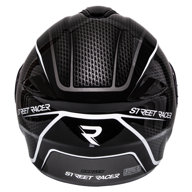 Casque de moto à visière ouverte Street Racer Ranger noir et blanc