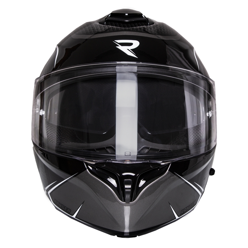 Casque de moto à visière ouverte Street Racer Ranger noir et blanc