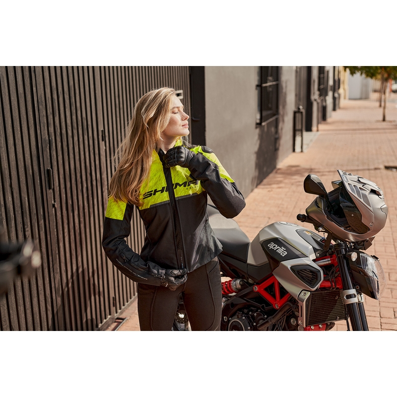 Veste moto femme Shima Drift noir-jaune fluo